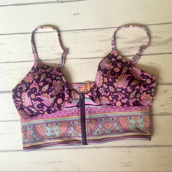 VS Pink Purple & Turquoise Paisley Bikini Top